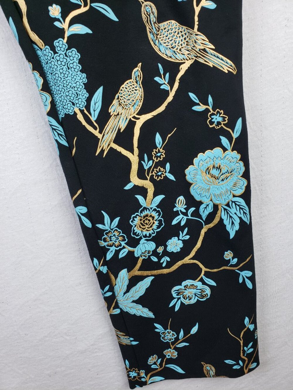 Soft Surroundings Chinoiserie Pants Ponte Foil Printed Floral Birds Boho size XL - Picture 6 of 11